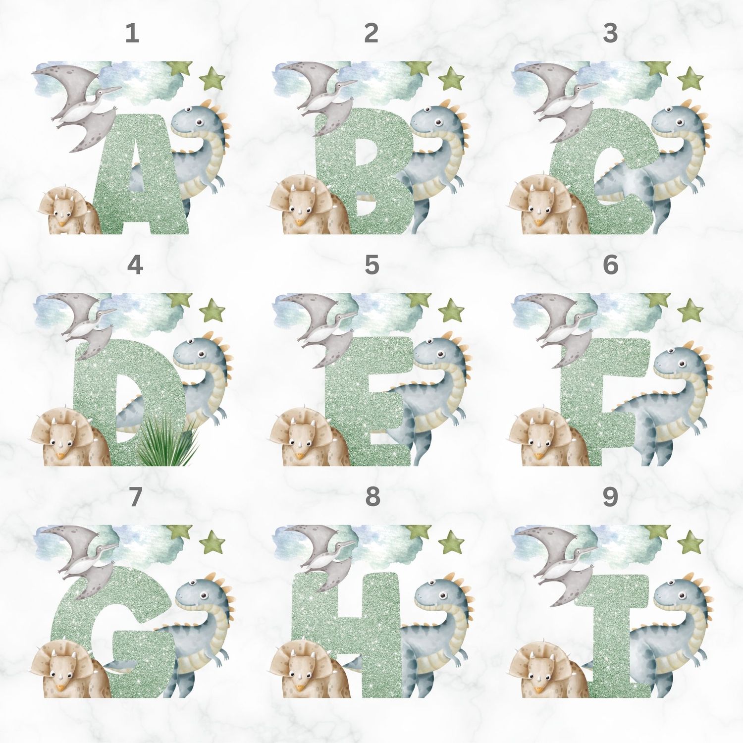 Dinosaur Alphabet Nursery Bedroom Decor Print