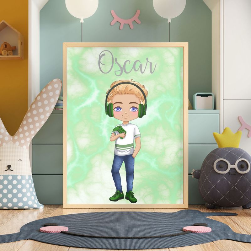 Gamer Boy Doll Nursery Bedroom Decor Print