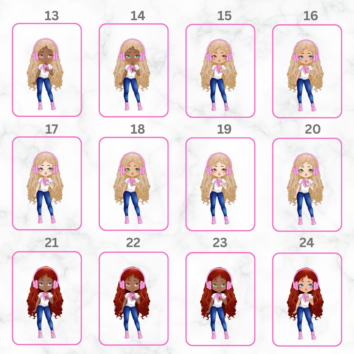 Gamer Girl Doll UVDTF or DTF Decal