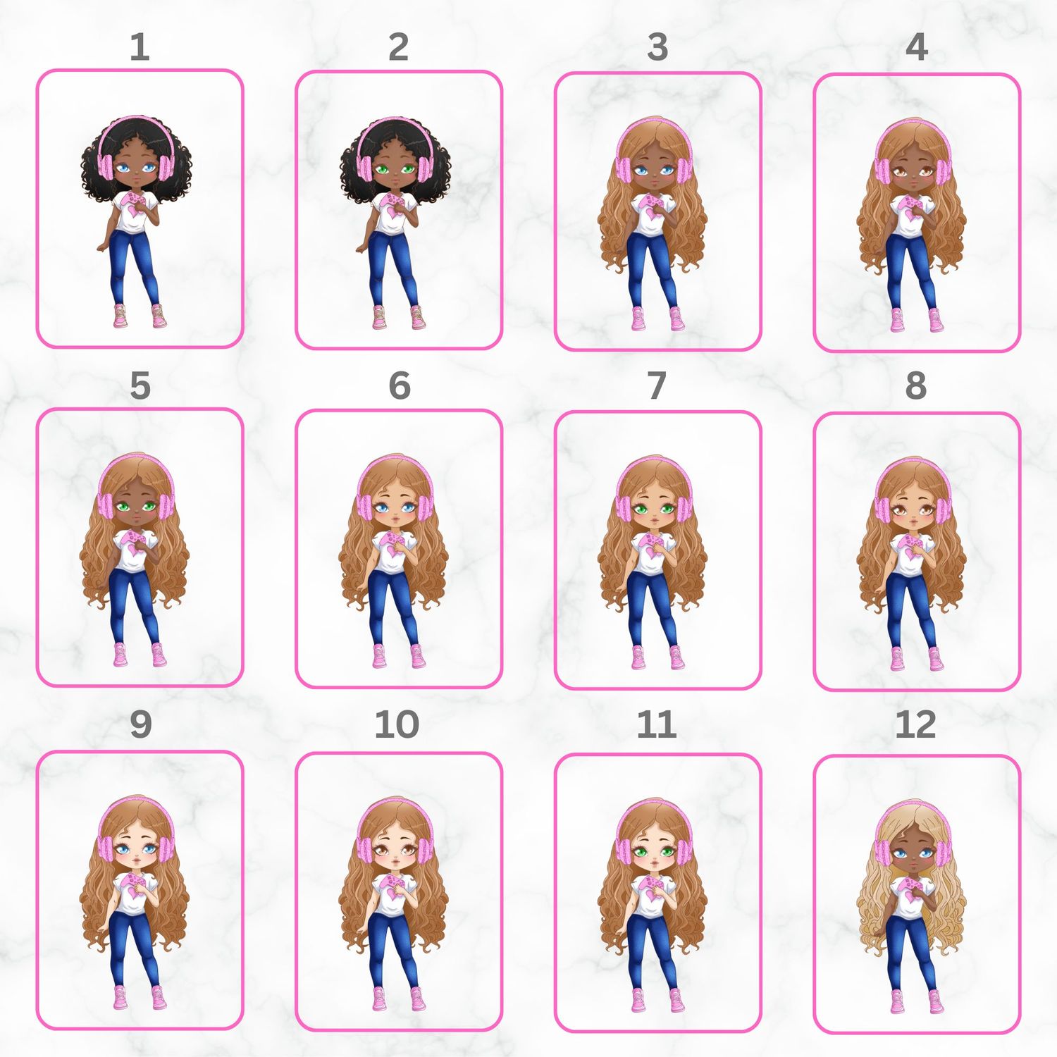 Gamer Girl Doll UVDTF or DTF Decal