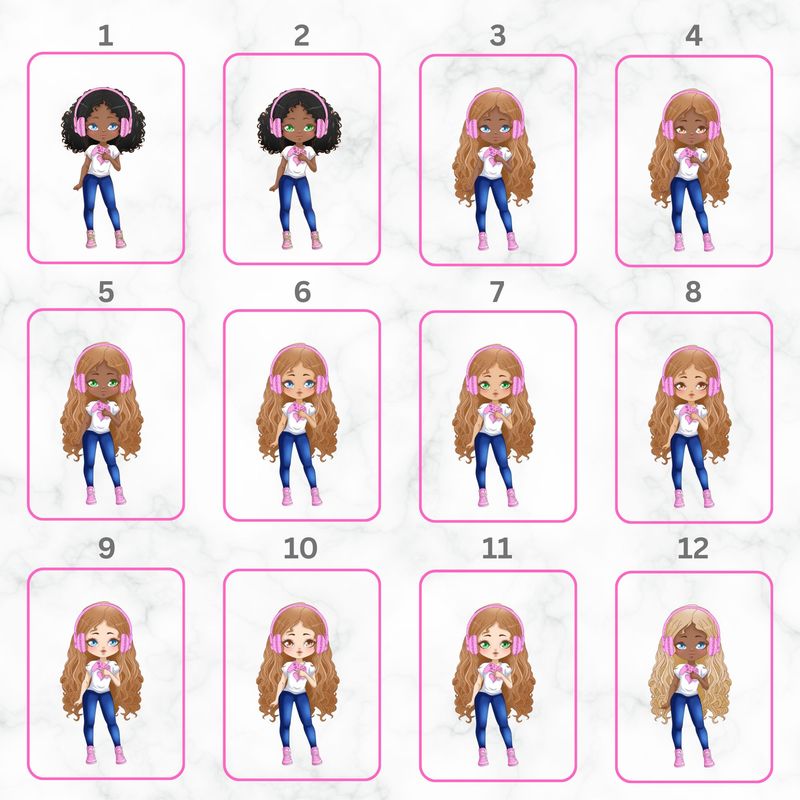 Gamer Girl Doll UVDTF or DTF Decal