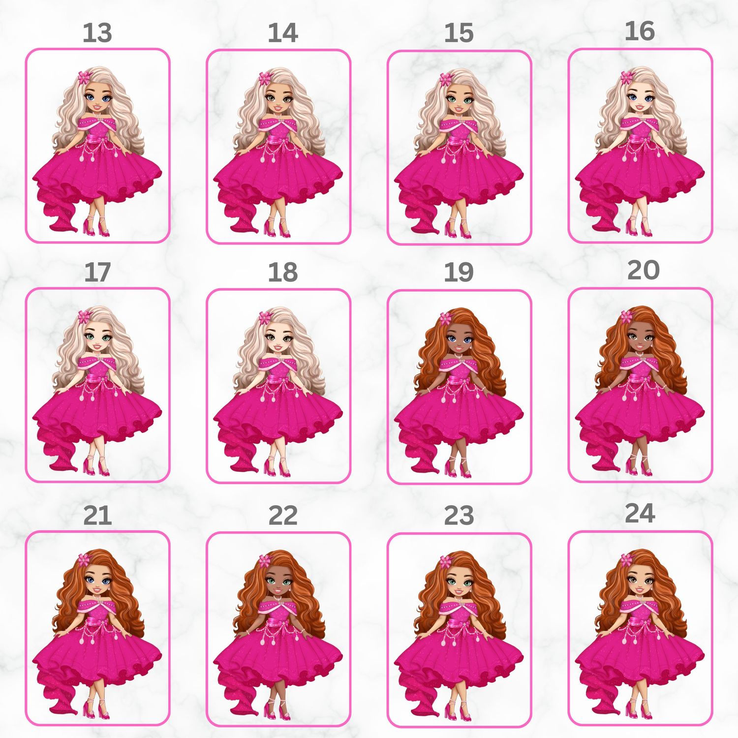 Pink Princess Doll UVDTF or DTF Decal