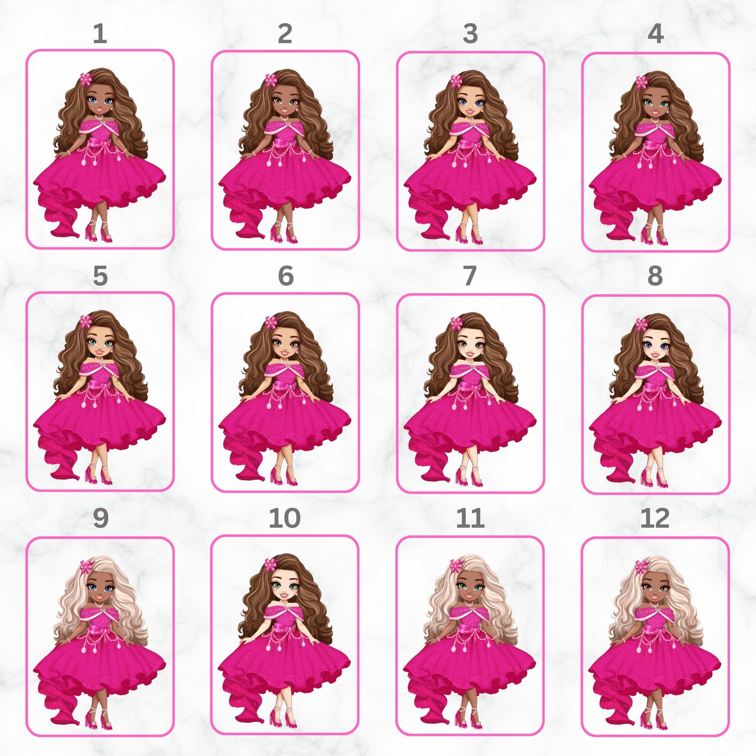 Pink Princess Doll UVDTF or DTF Decal