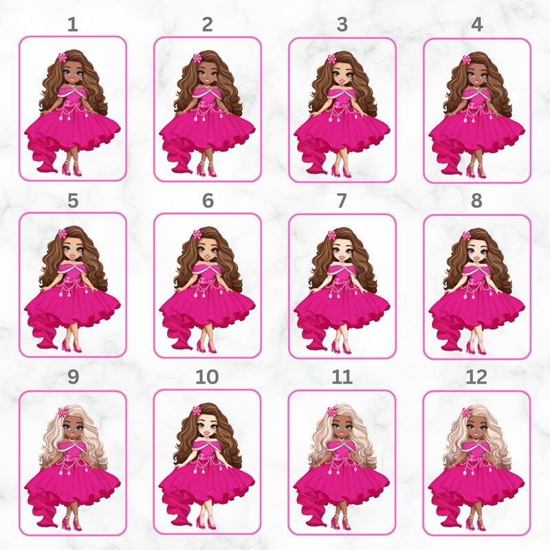 Pink Princess Doll UVDTF or DTF Decal