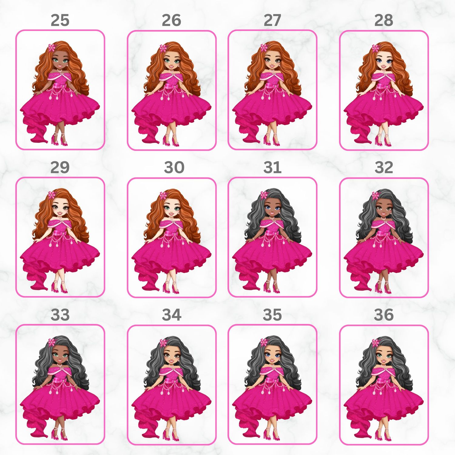 Pink Princess Doll UVDTF or DTF Decal