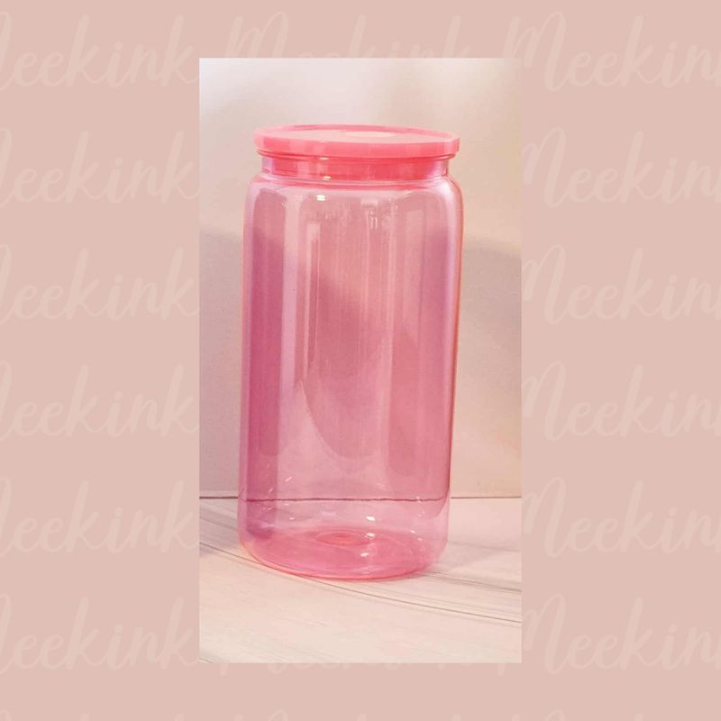 16oz Dark Pink Jelly Libbey Cup With Matching Lid Craft Blank