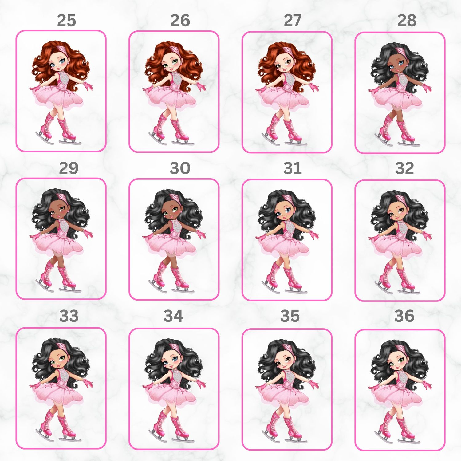 Ice Skater Doll UVDTF or DTF Decal