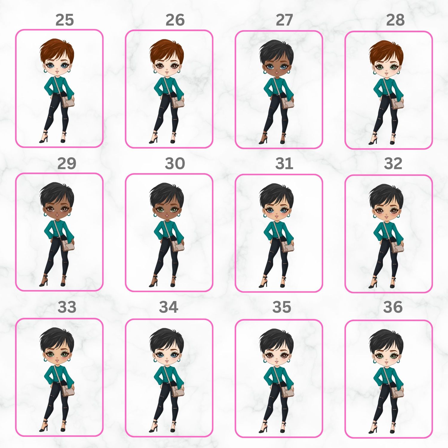 Short Haired Lady Doll UVDTF or DTF Decal