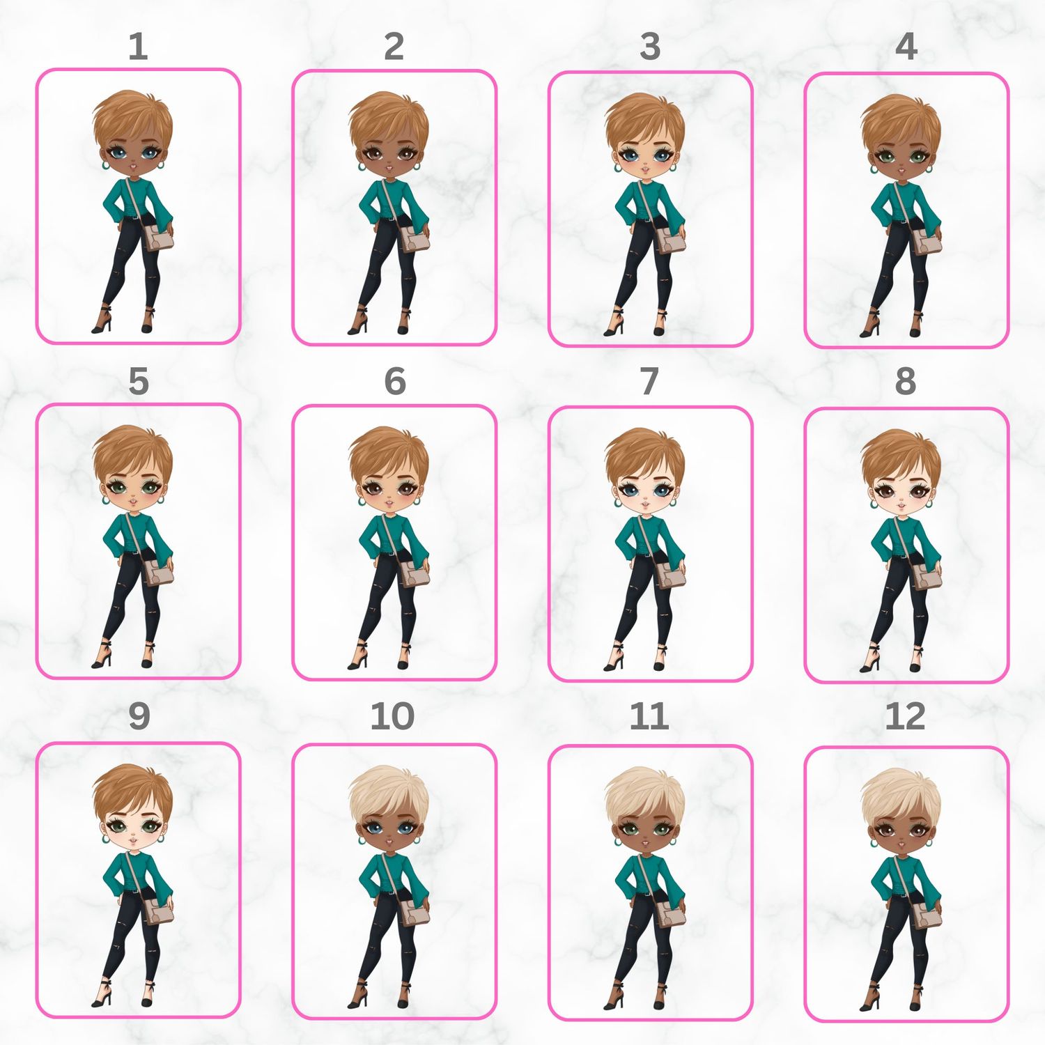 Short Haired Lady Doll UVDTF or DTF Decal