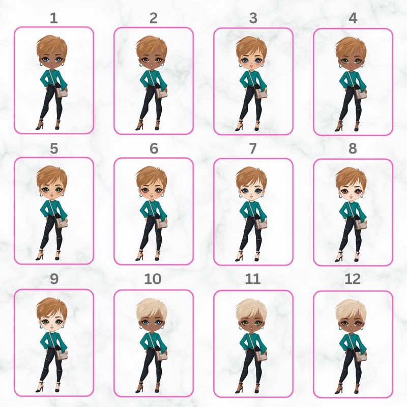 Short Haired Lady Doll UVDTF or DTF Decal