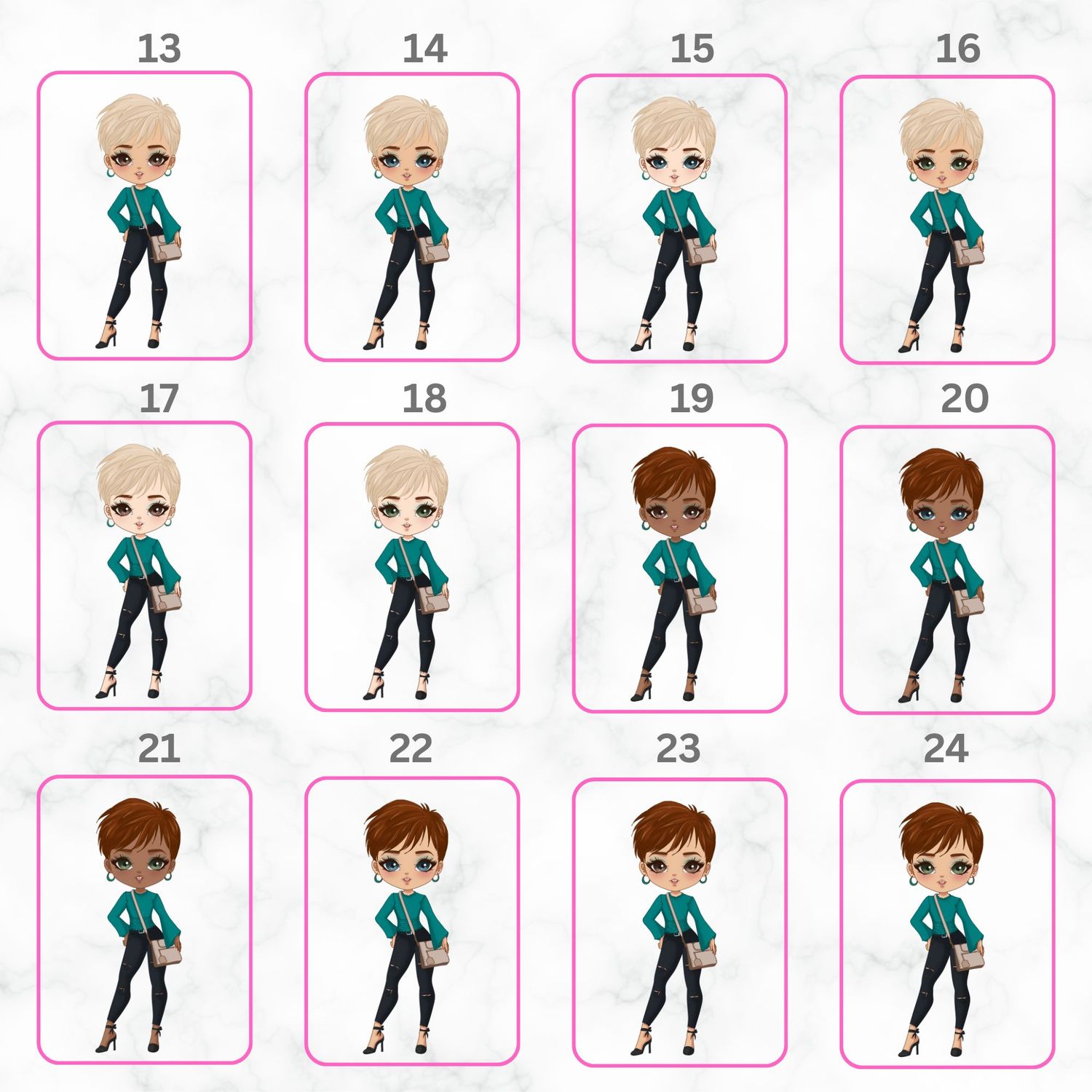 Short Haired Lady Doll UVDTF or DTF Decal
