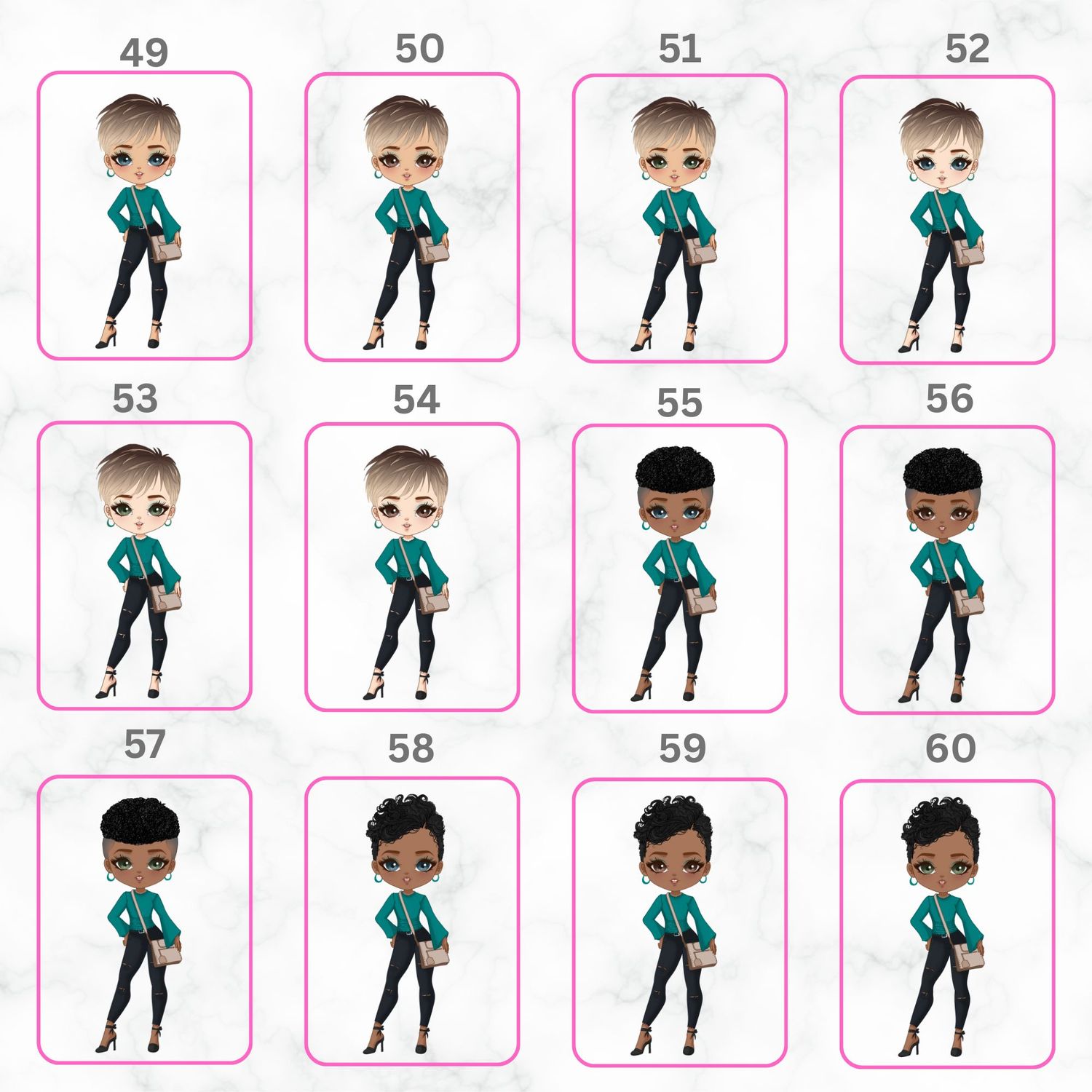Short Haired Lady Doll UVDTF or DTF Decal