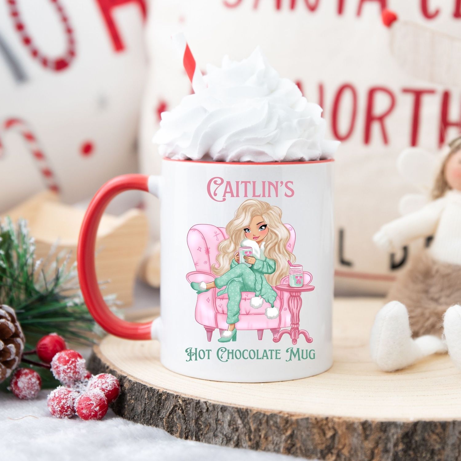 Cosy Pink &amp; Turquoise Doll UVDTF or DTF Decal