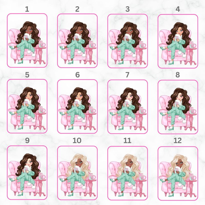 Cosy Pink &amp; Turquoise Doll UVDTF or DTF Decal