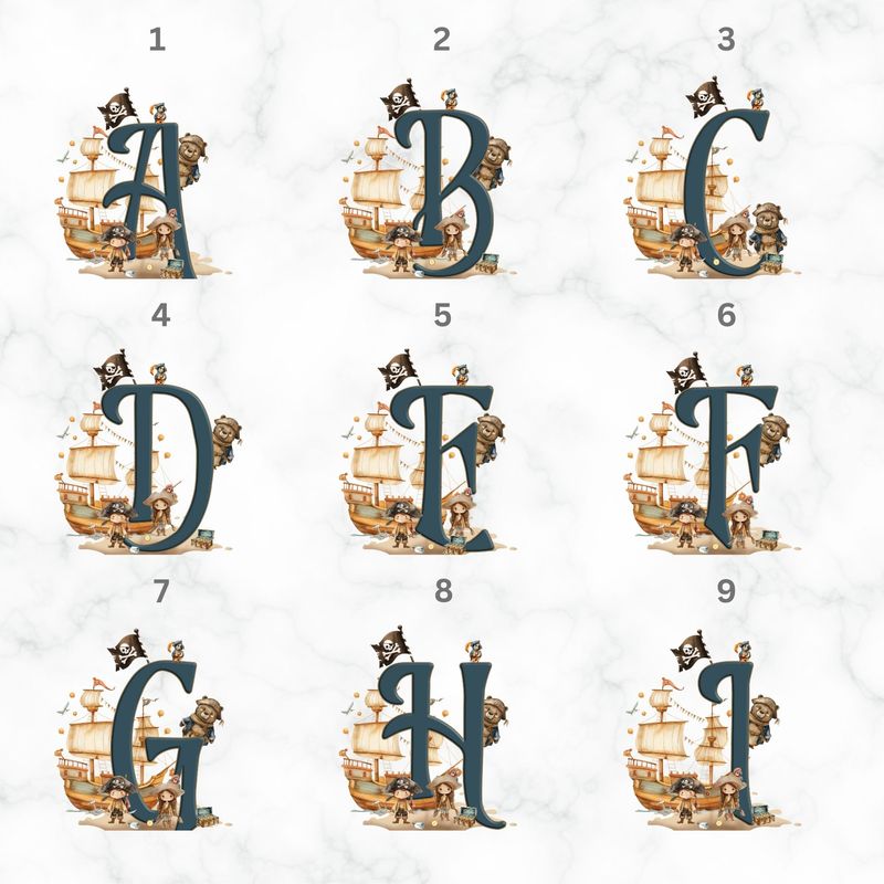 Pirate Ship Alphabet UVDTF or DTF Decal