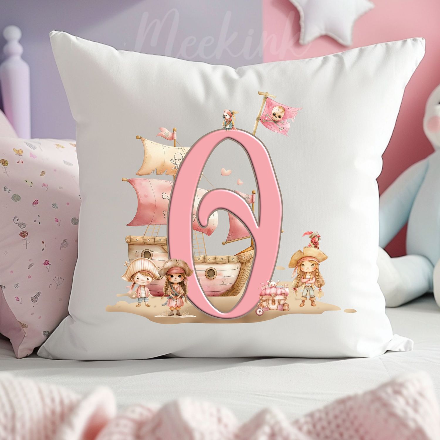 Pink Pirate Ship Alphabet UVDTF or DTF Decal