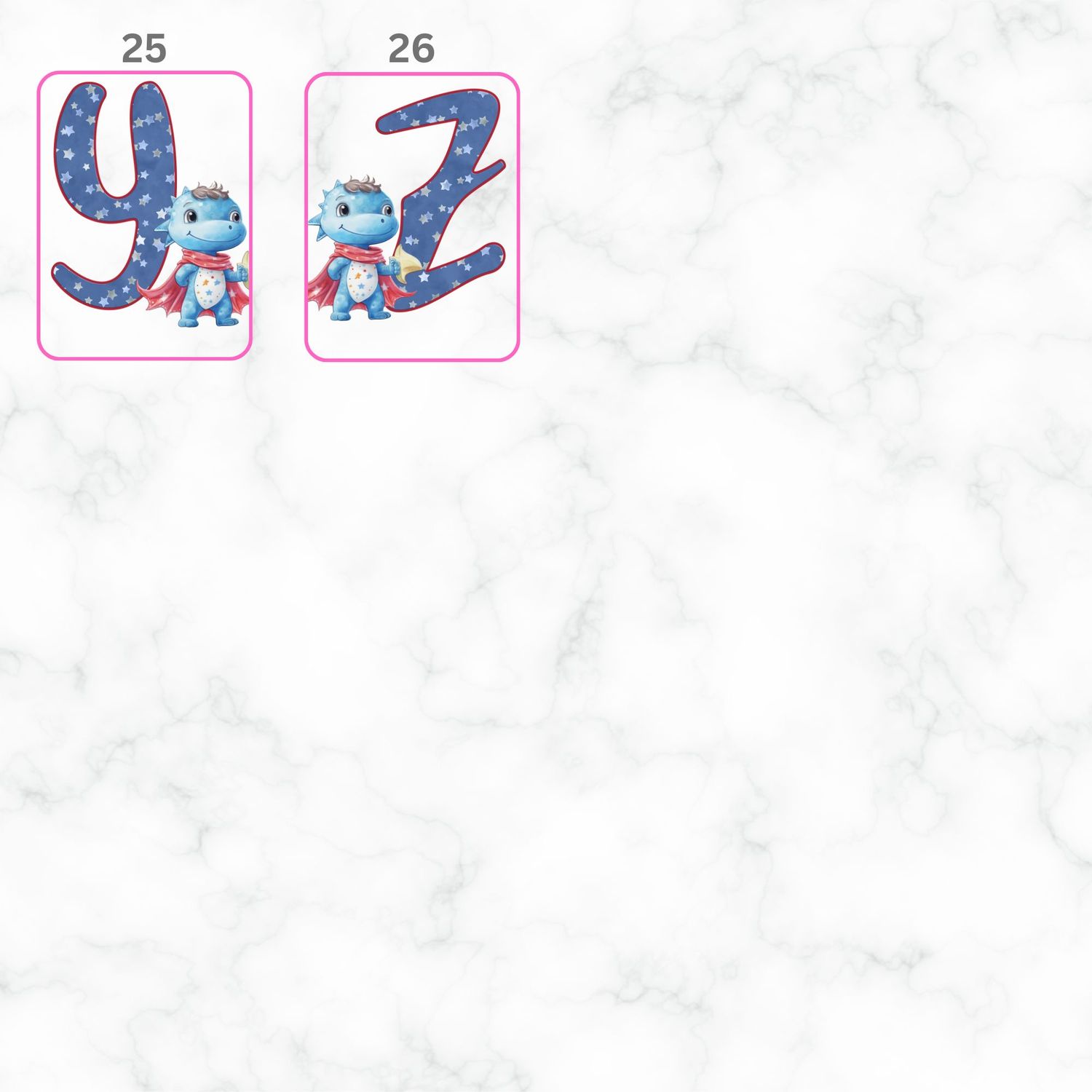 Dino Boys Alphabet UVDTF or DTF Decal