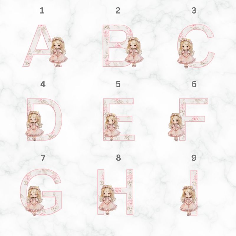 Princess Rose Alphabet UVDTF or DTF Decal