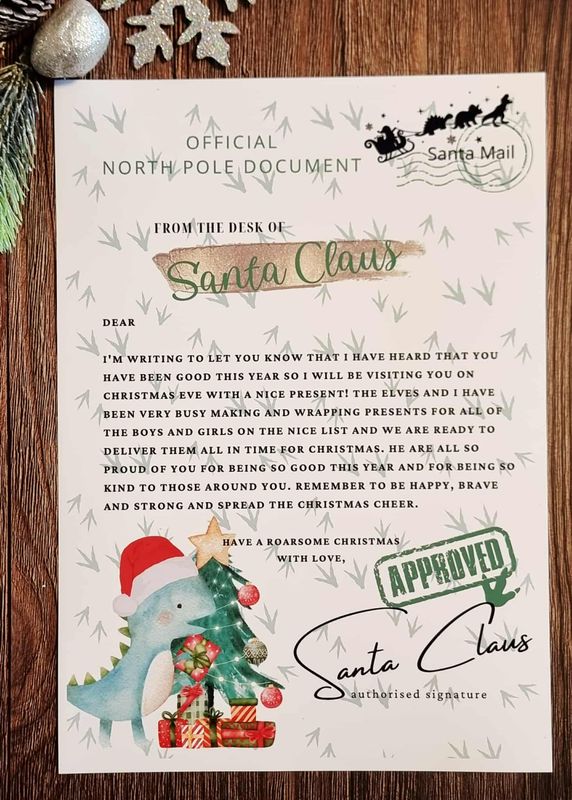 Dino Official Santa Letter