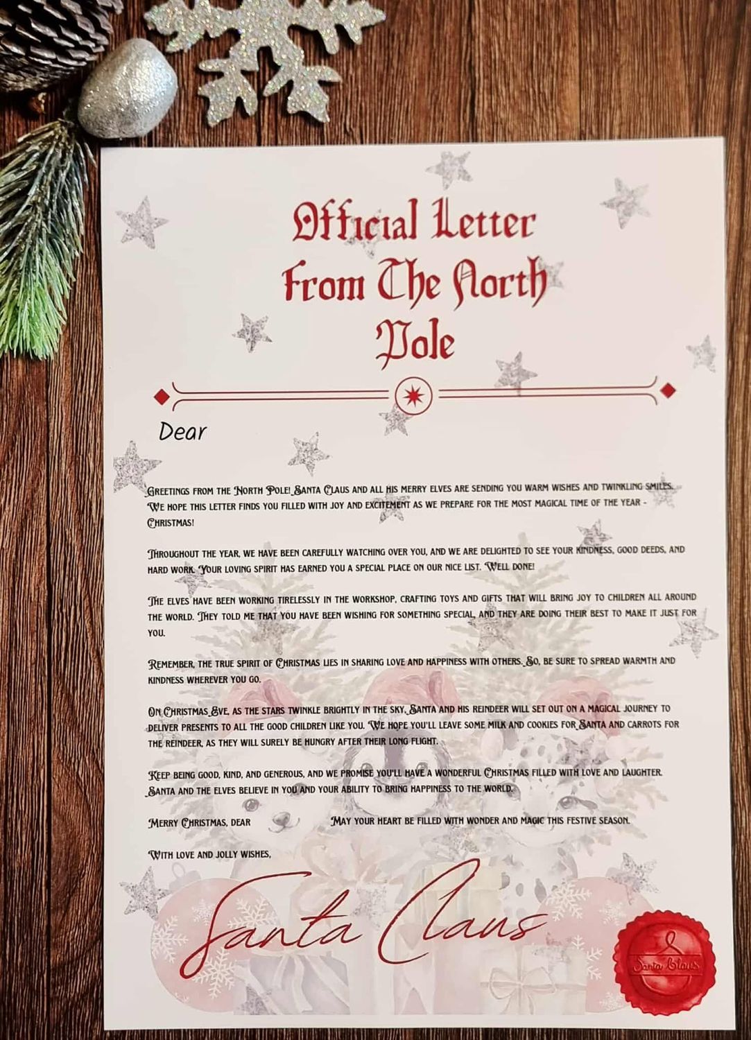 Official Letter From The North Pole Christmas Animals