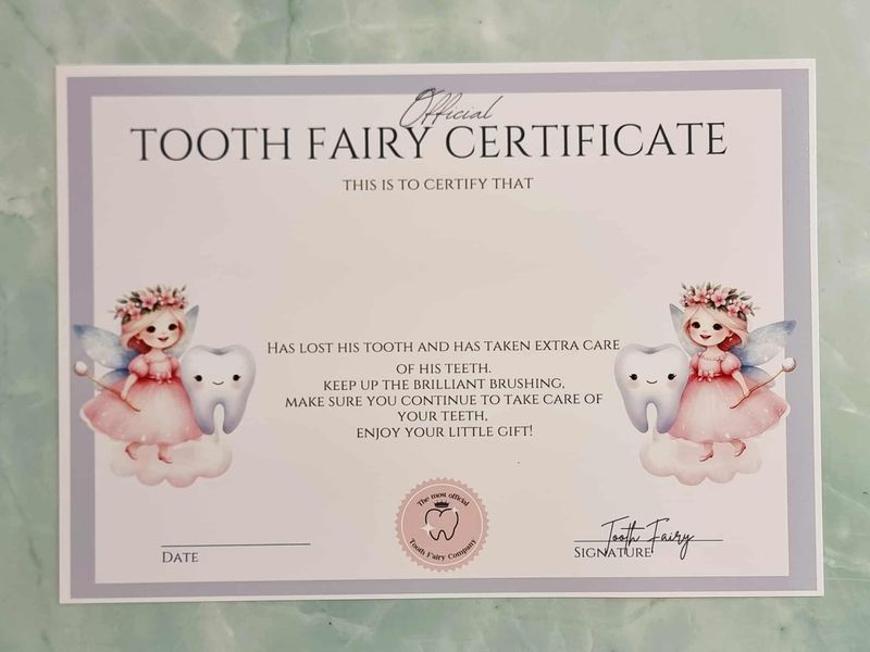 Tooth Fairy Certificate Design 3