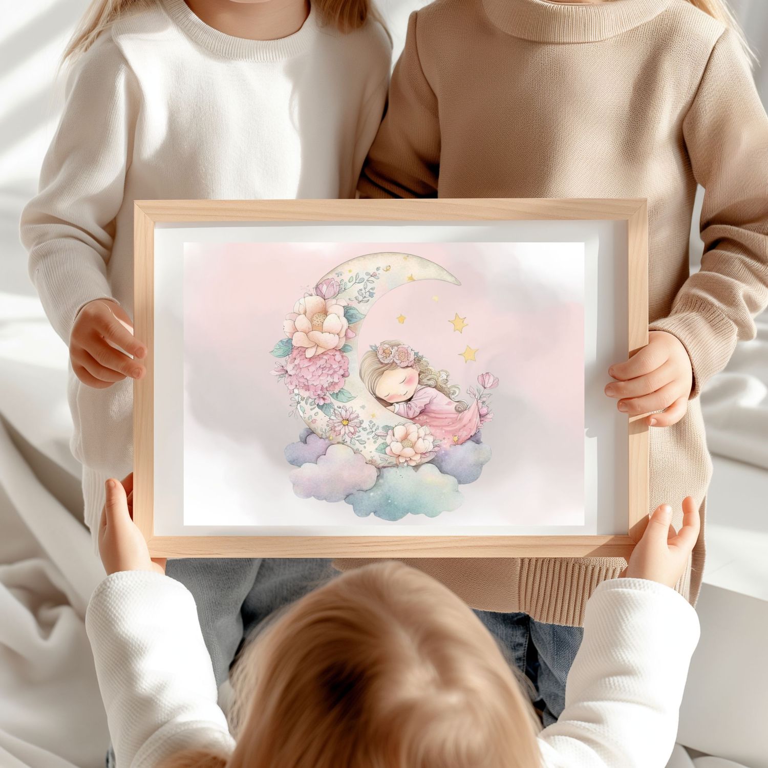 Floral Moon Design 8 Nursery Bedroom Decor Print