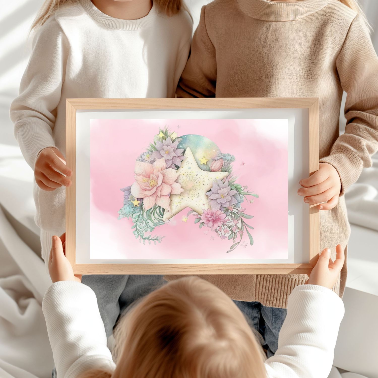 Floral Star Design 1 Nursery Bedroom Decor Print