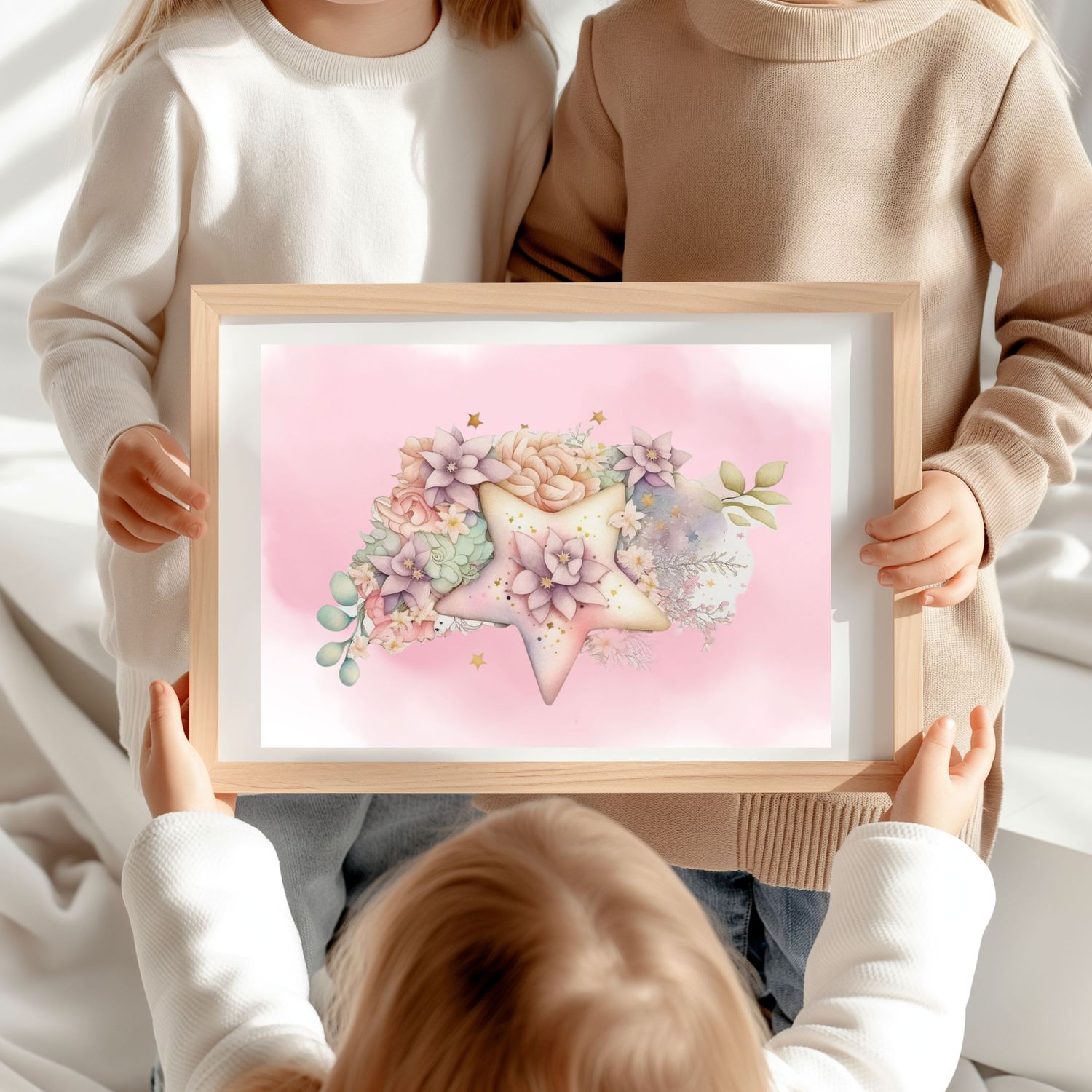 Floral Star Design 2 Nursery Bedroom Decor Print