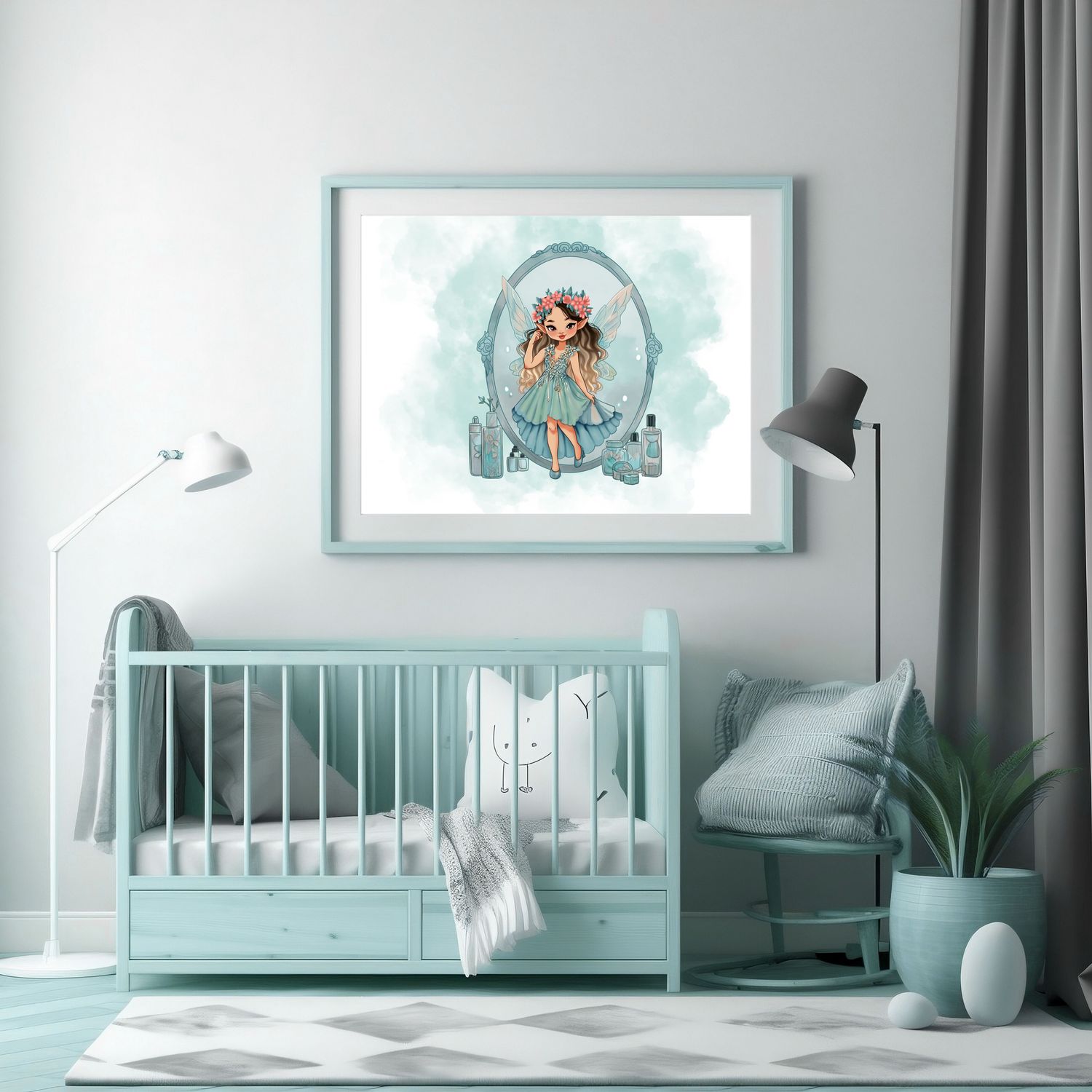 Mirror Fairy Nursery Bedroom Decor Print