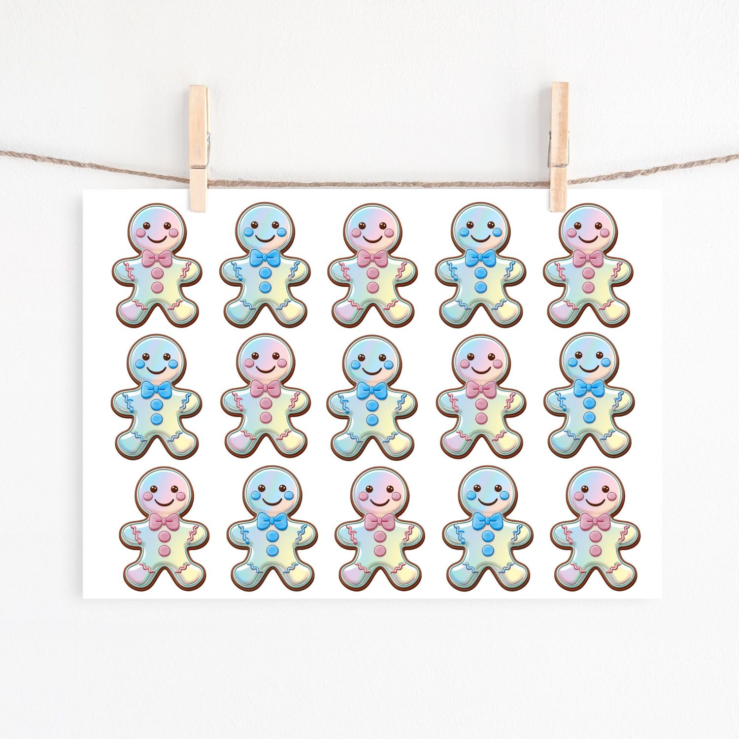Holographic Gingerbread Effect Sheet UVDTF or DTF Decals