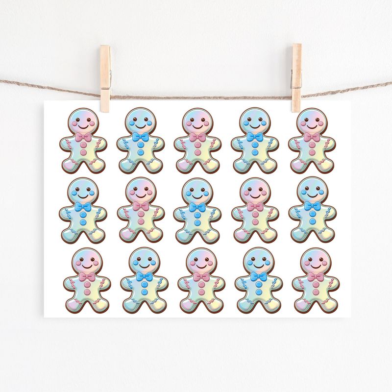 Holographic Gingerbread Effect Sheet UVDTF or DTF Decals