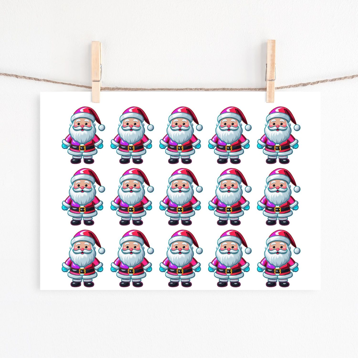 Holographic Santa Effect Sheet UVDTF or DTF Decals