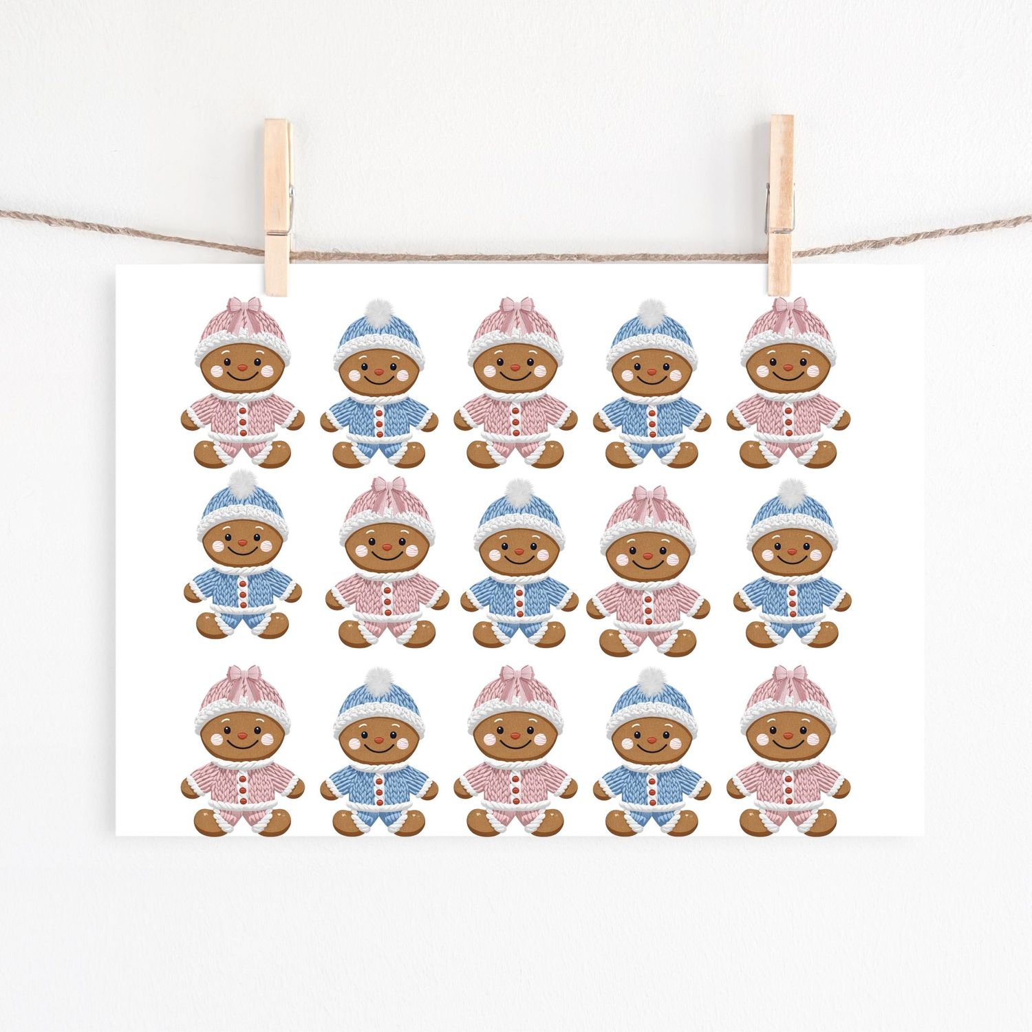 Gingerbread Pink &amp; Blue Sheet UVDTF or DTF Decals