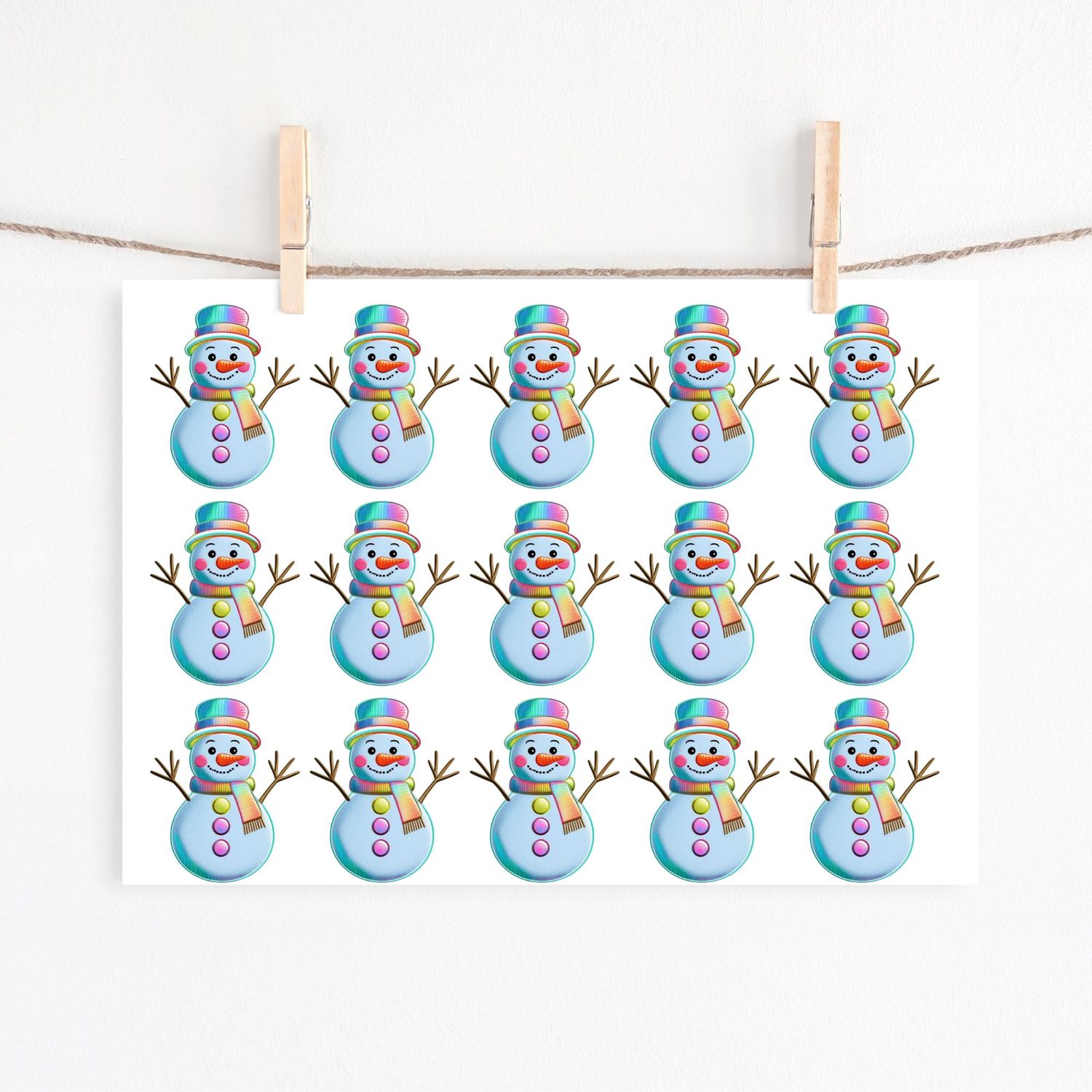 Holographic Snowman Effect Sheet UVDTF or DTF Decals