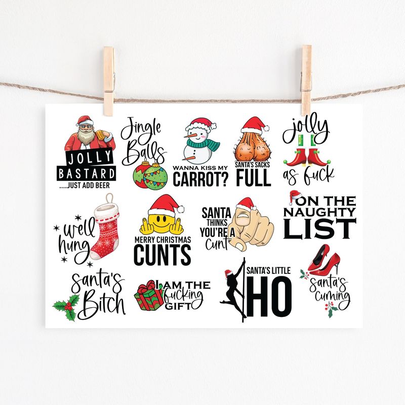Sweary Christmas Sheet UVDTF or DTF Decals