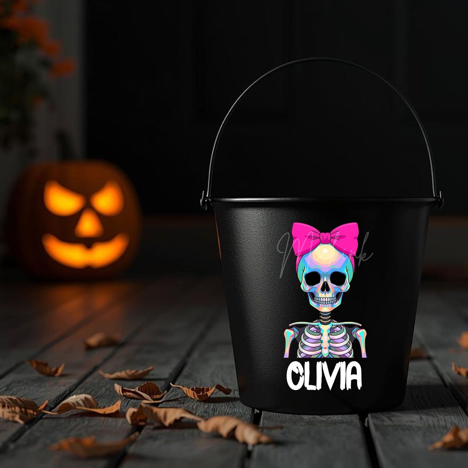 Halloween Iridescent Effect Skeleton Girl UVDTF or DTF Decal