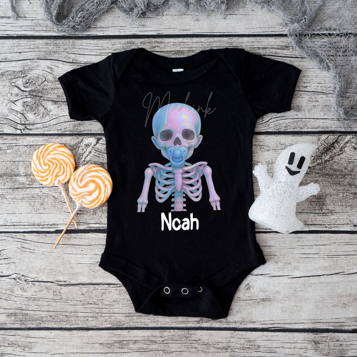 Halloween Iridescent Effect Skeleton Baby Boy UVDTF or DTF Decal