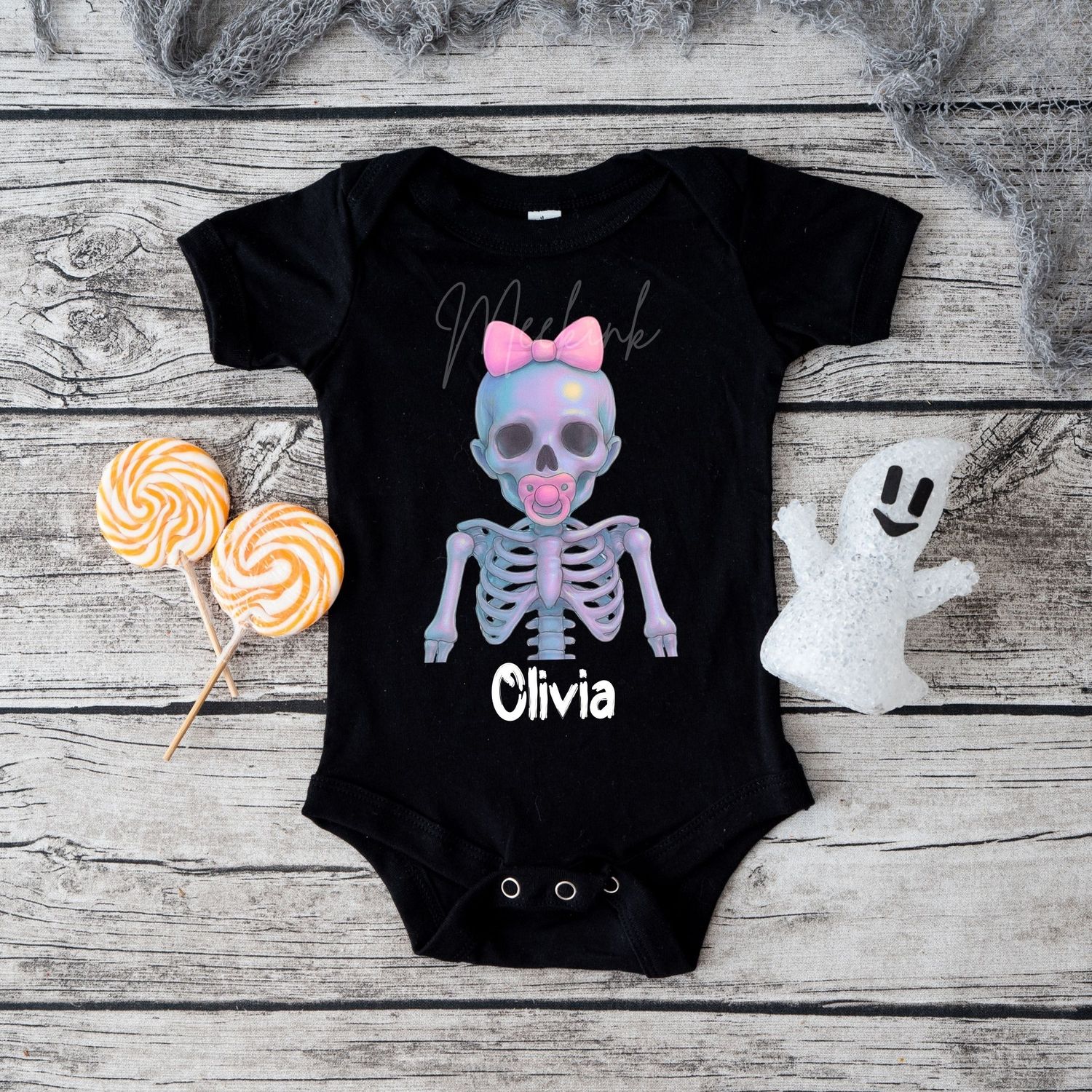 Halloween Iridescent Effect Skeleton Baby Girl UVDTF or DTF Decal