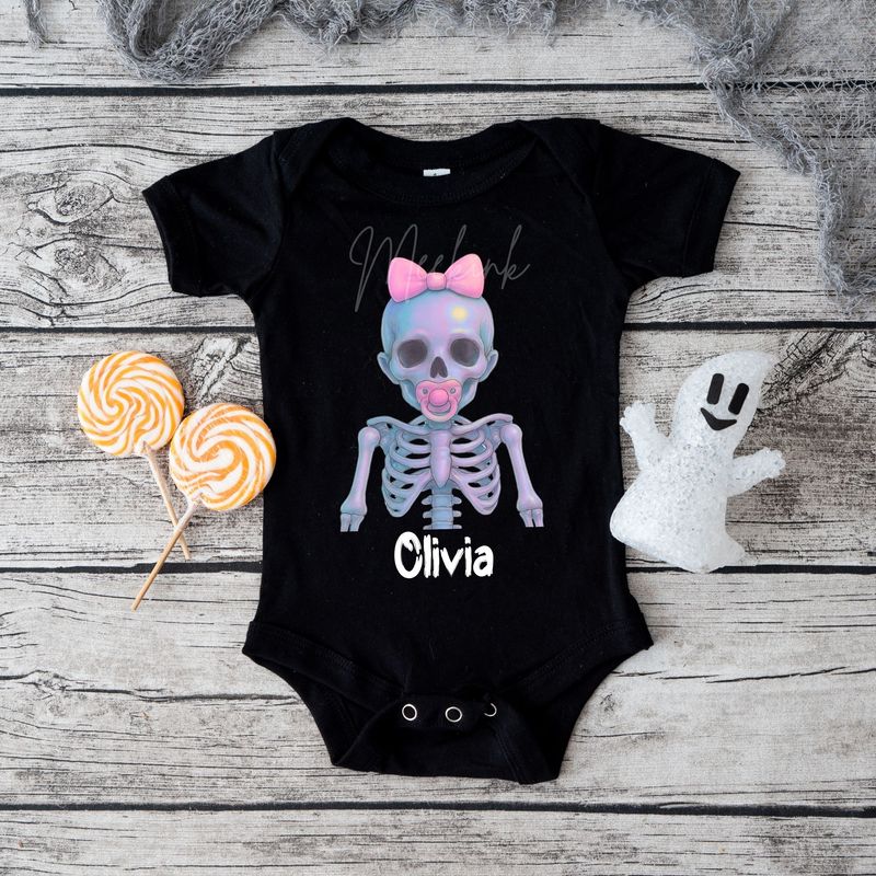 Halloween Iridescent Effect Skeleton Baby Girl UVDTF or DTF Decal