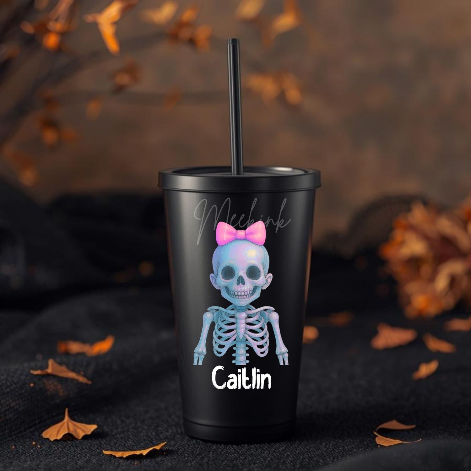 Halloween Iridescent Effect Skeleton Girl Design 2 UVDTF or DTF Decal