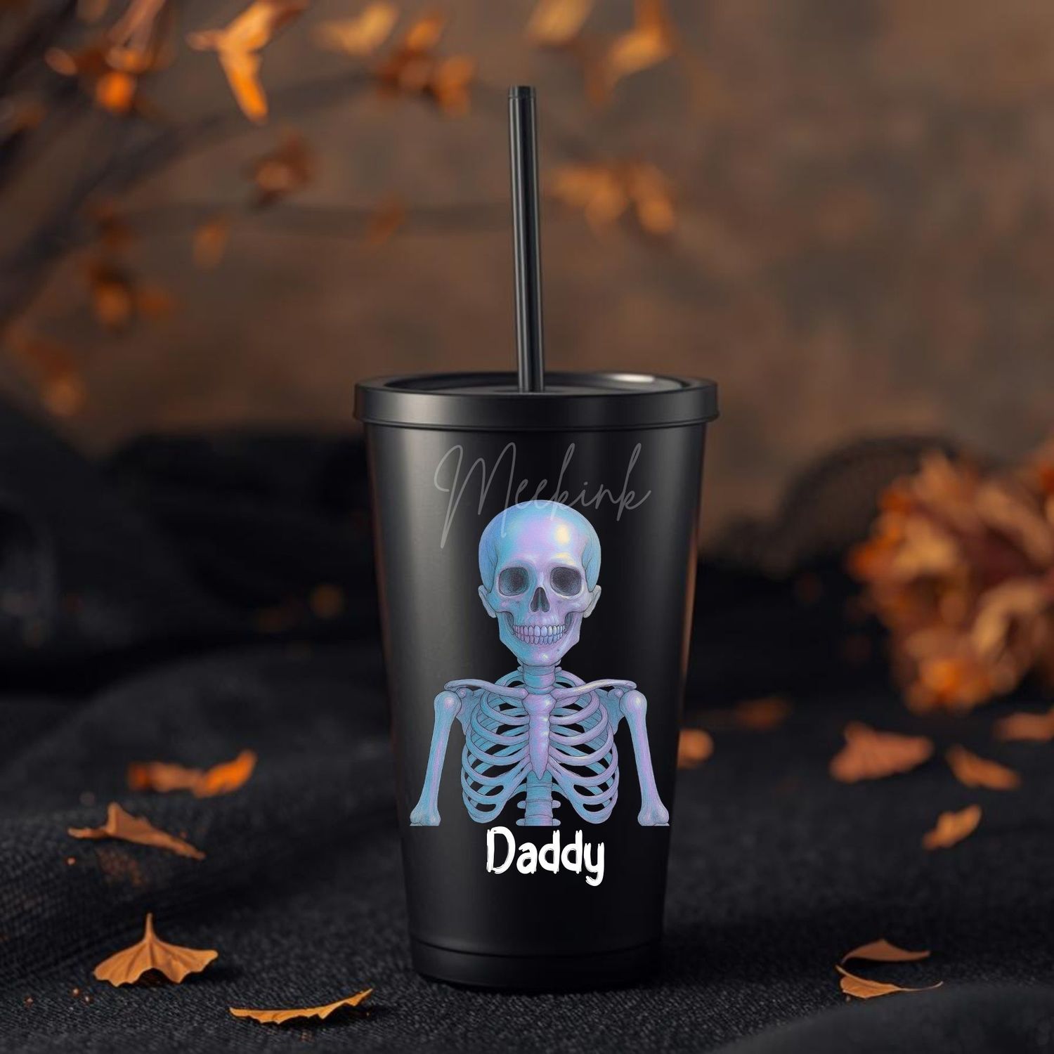 Halloween Iridescent Effect Skeleton Daddy Design 2 UVDTF or DTF Decal