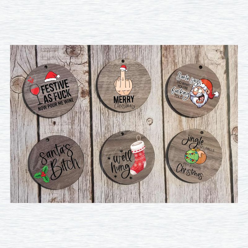 Sweary Christmas Set of 6 Decals Option 2 UVDTF or DTF Decal
