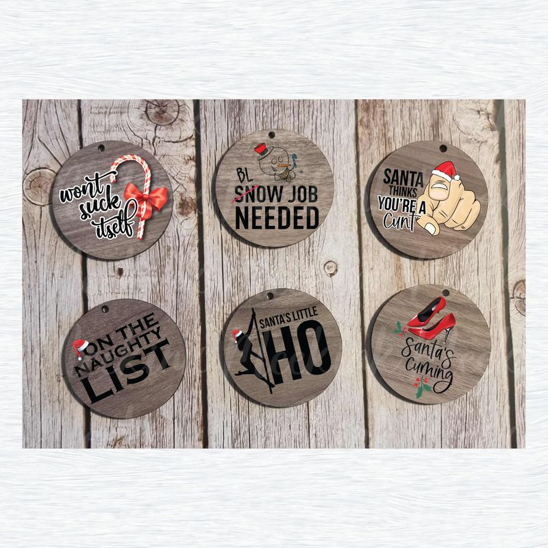 Sweary Christmas Set of 6 Decals Option 1 UVDTF or DTF Decal