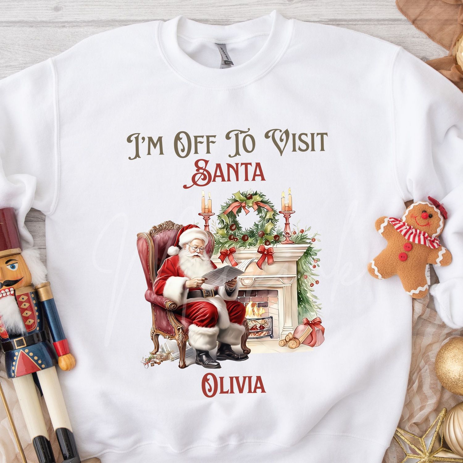 4X Off to Visit Santa Traditional Santa Design DTF Decal