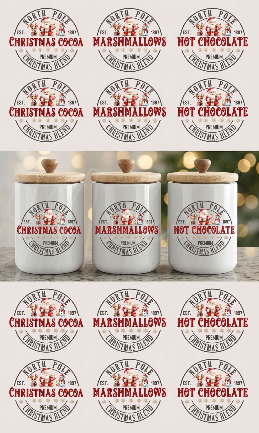 Half A Meter x18 Christmas Canister Hot Choccy UVDTF Decals