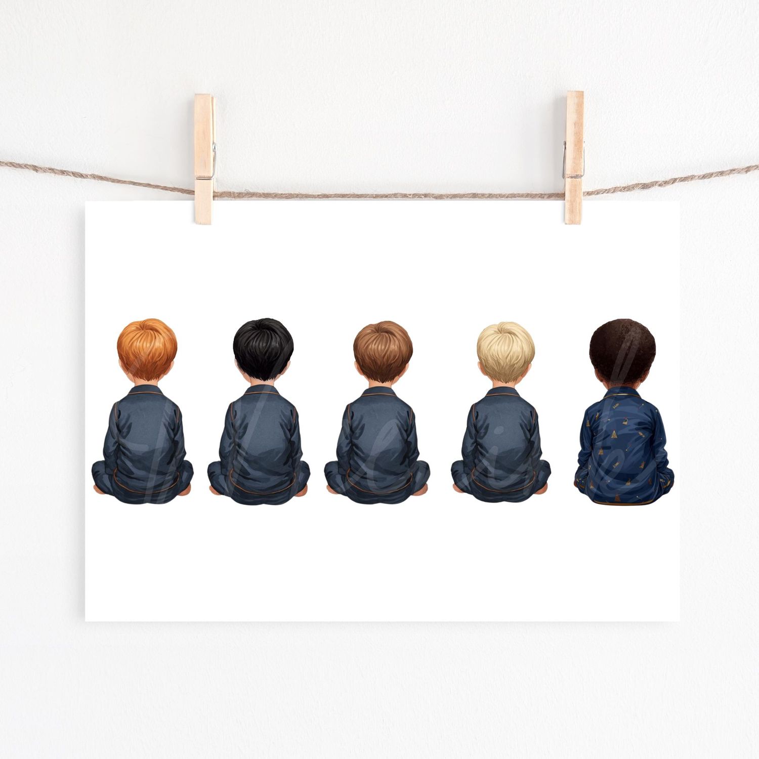 Christmas Back Facing Boys 5 Variations To Choose From UVDTF or DTF Decal