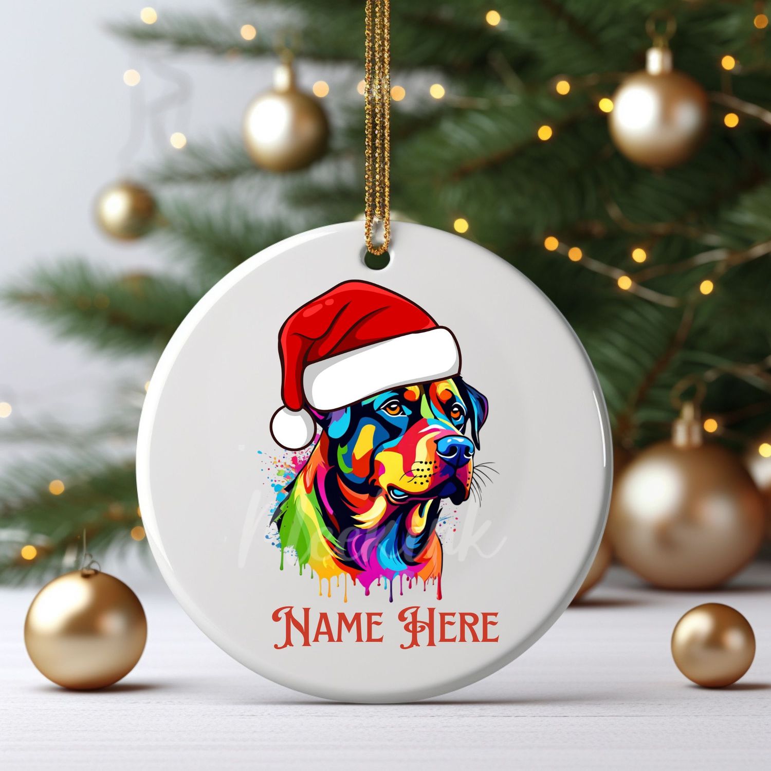Santa Hat Rottweiler UVDTF or DTF Decal
