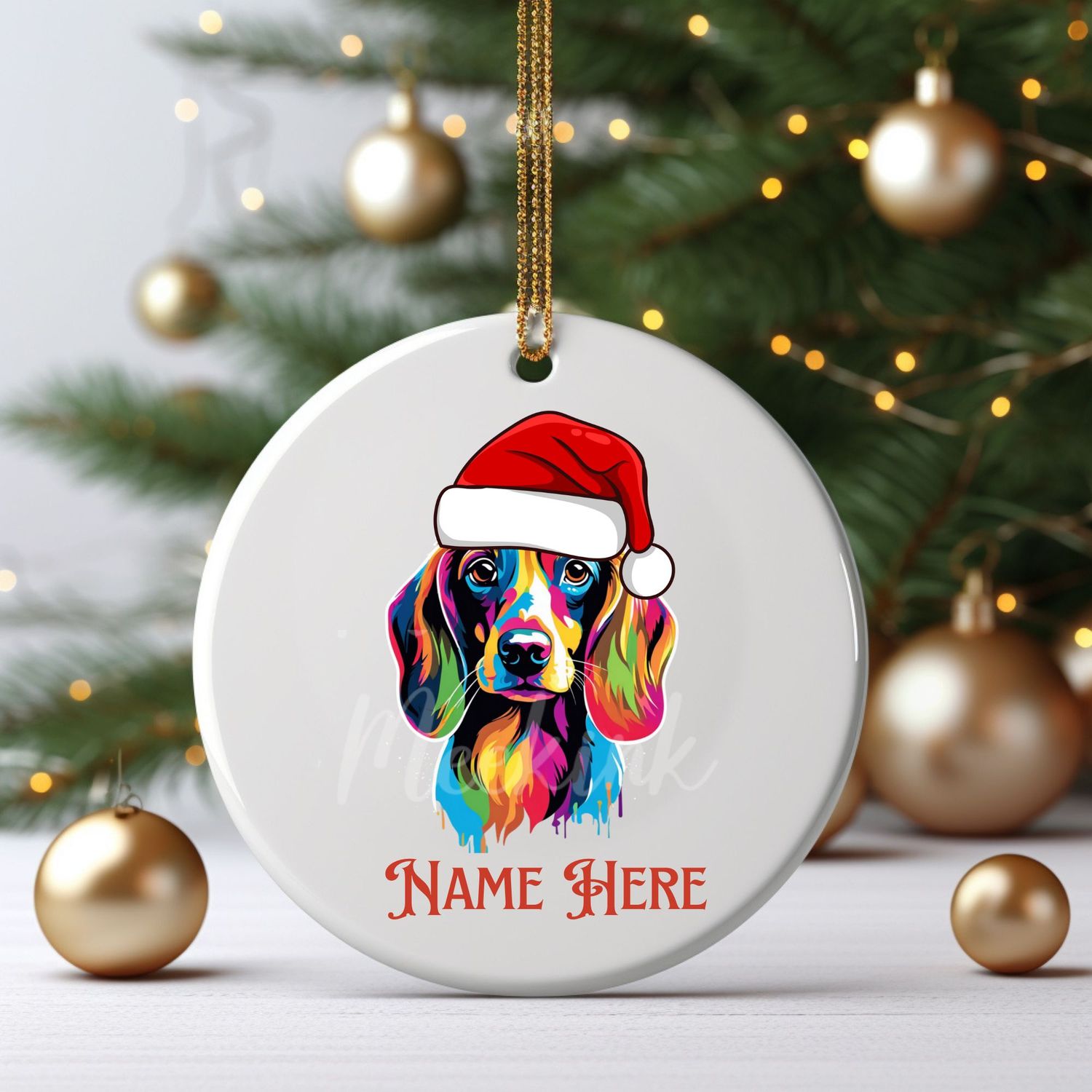 Santa Hat Sausage Dog UVDTF or DTF Decal
