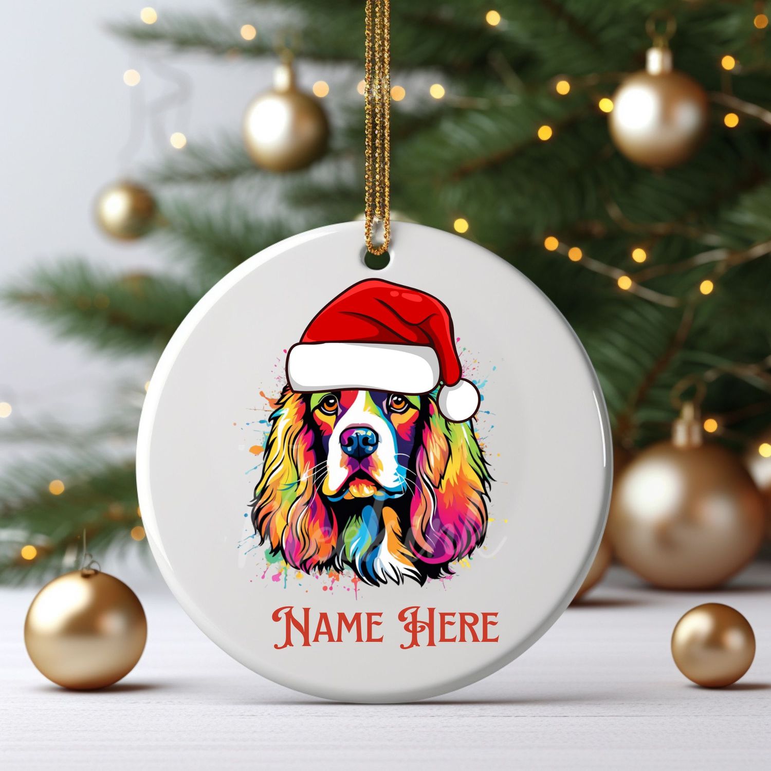 Santa Hat Cocker Spaniel UVDTF or DTF Decal