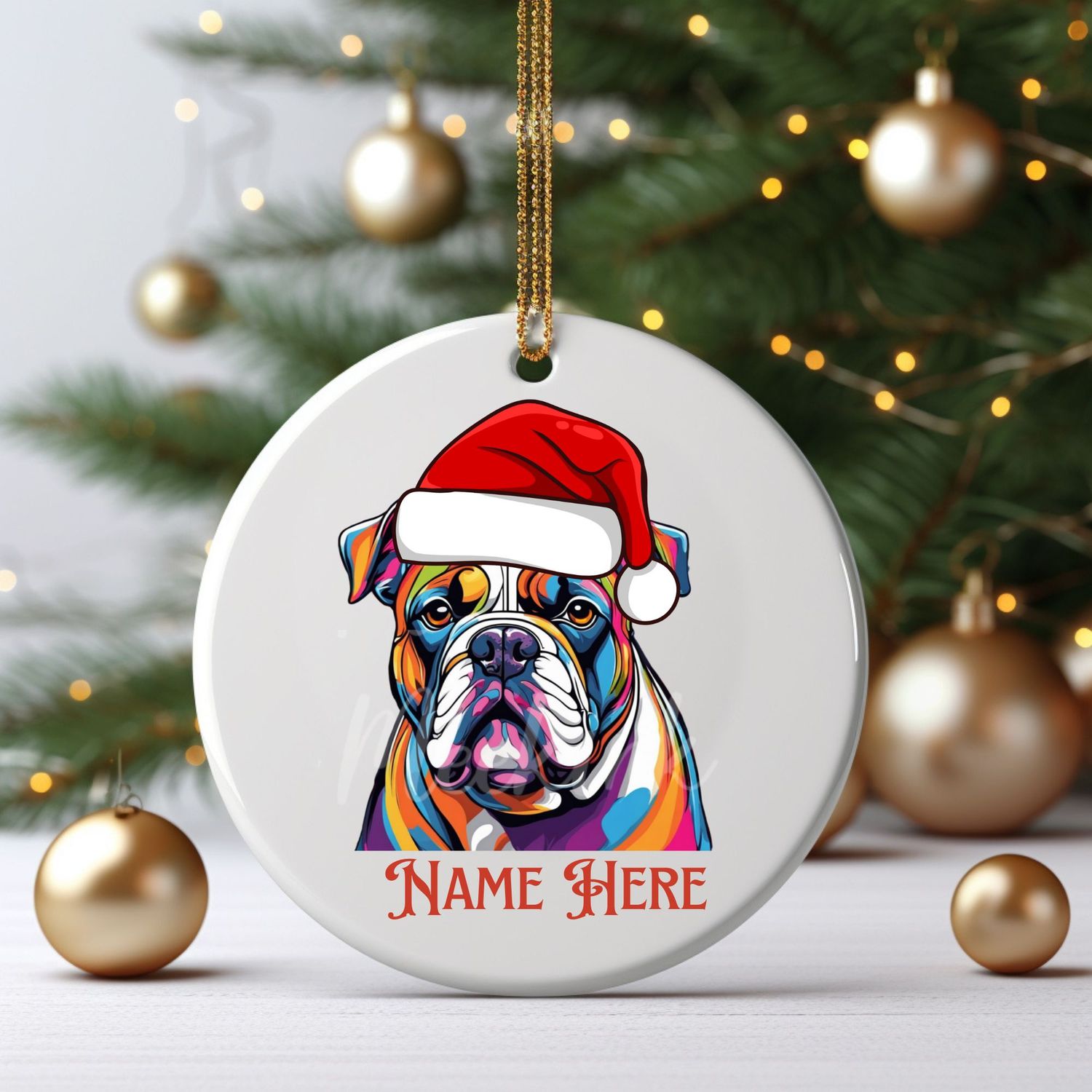 Santa Hat British Bulldog UVDTF or DTF Decal
